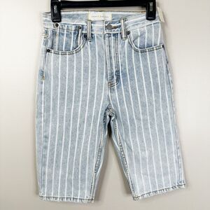 NEW Happy X Nature Shorts 24 Striped Ultra High-Rise Bermuda Button Fly Cotton